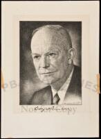 Original portrait drawing of President Dwight D. Eisenhower, signed by Eisenhower