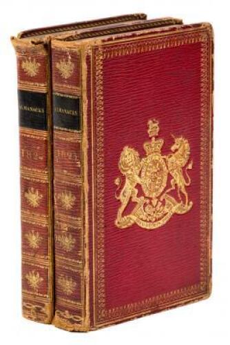 Two bound volumes of almanacs - with the arms of George IV