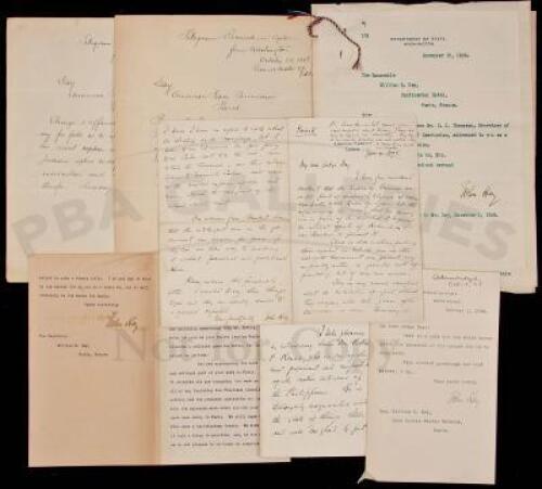 Five letters and two transcribed telegrams from John Hay to William R. Day