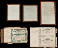 Large collection of stock certificates from the Plume and Atwood Manufacturing Co.