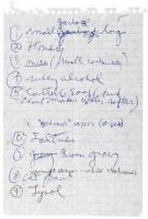 Manuscript grocery list