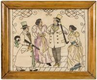 Large needlepoint or embroidery from the early 20th century - illustrating four "polite society" African Americans