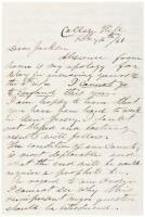 Autograph Letter Signed - Ohio Anti-Slavery Republican backs racial segregation of Temperance movement