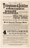 Telephone & Jubilee Concert / The Marvelous Singing Telephone and Uncle Tom and his Jubilee Singers. June 19, 1878 - leaflet