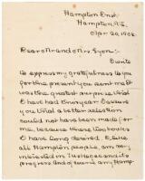 Letter by Hampton Institute student who became Madame C.J. Walker's legal confidante