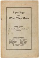 Lynchings and What They Mean, General Findings of the Southern Commission on the Study of Lynching