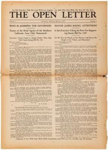 The Open Letter - Volume 1, Number 1 of this Northern California political newspaper