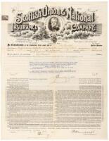 Insurance document for $4,000 for a school building in Angels, Calaveras County, California - issued by the Scottish Union & National Insurance Company