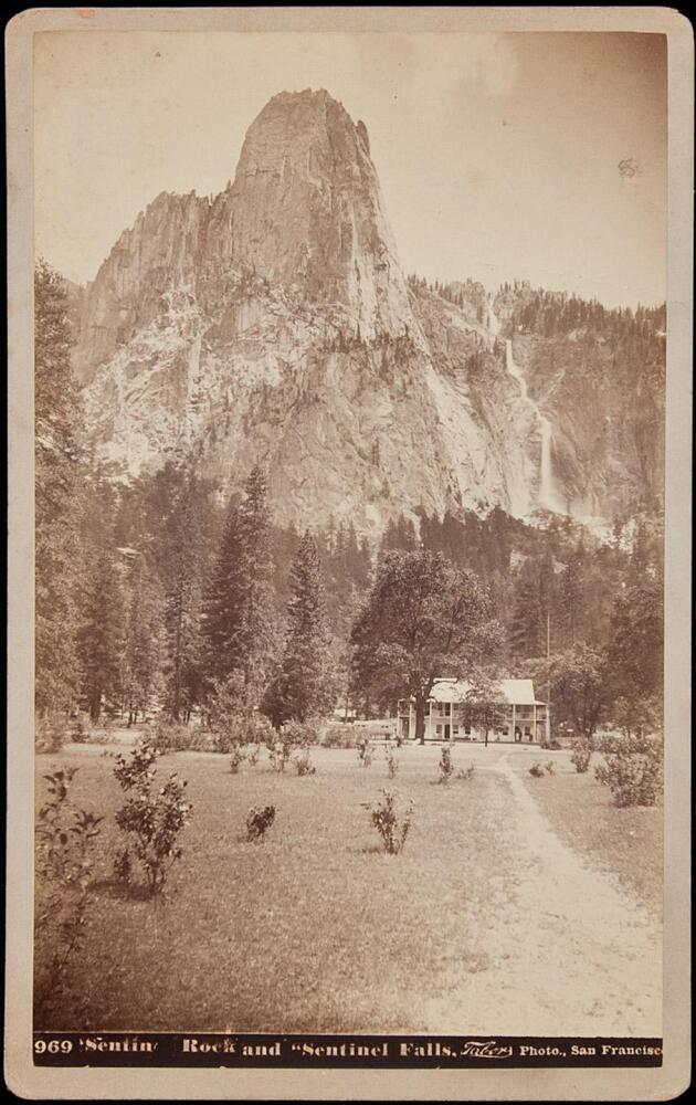 Original cabinet photo of Sentinel Rock and Sentinel Falls