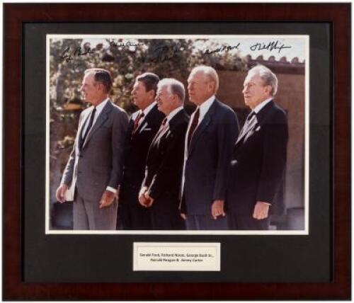 Large color photograph signed by five Presidents