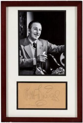 Autograph of Walt Disney, framed with a photograph