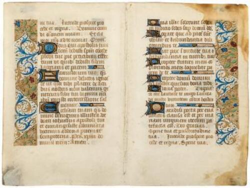 Pair of conjugate leaves from an illuminated manuscript