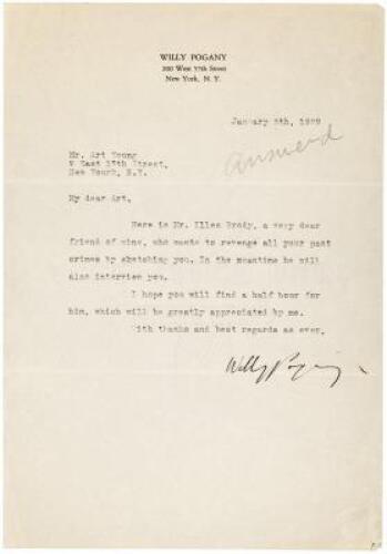 Typed Letter Signed - 1929 Illustrator Willy Pogany to Socialist artist Art Young