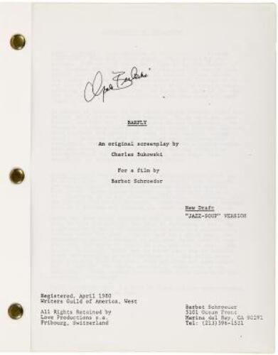 Barfly: An original screenplay by Charles Bukowski for a film by Barbet Schroeder