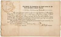Document appointing the Reverend Nathaniel Porter as a missionary to proselytize among the Indians of Maine, issued by the Society for Propagating the Gospel among the Indians and Others in North America