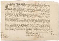 Printed indenture document filled out in ink, signed by Charles, 2nd Baron Cadogan