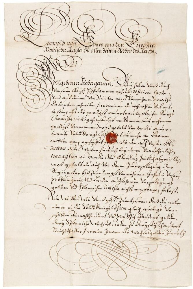 Manuscript Document Signed by Leopold I, Holy Roman Emperor