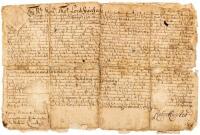 Early Colonial land indenture which appears to be transferring some 941 acres of land in Lancaster County owned by The Rt. Honorable Lord Fairfax
