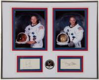 Autographs of Neil Armstrong and Buzz Aldrin - the first two men to walk on the moon - nicely framed with color photographs of them