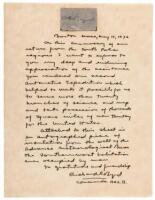 Printed letter from Richard E. Byrd with signed relic from the Second Antarctic Expedition