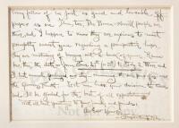 Autograph letter, signed from James Whitcomb Riley to Myron W. Reed - with the book Temple Talks, by Reed