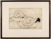 Etching of a reclining nude