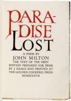 Paradise Lost. A Poem by John Milton. The Text of the First Edition Prepared for Press by J. Isaacs and Printed at the Golden Cockerel Press