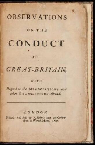 Observations on the Conduct of Great Britain, With regard to the Negotiations and Other Transactions Abroad
