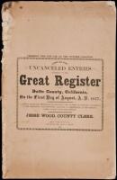 Copy of the Uncanceled Entries Existing on the Great Register of Butte County, California, On the First Day of August, A.D. 1877