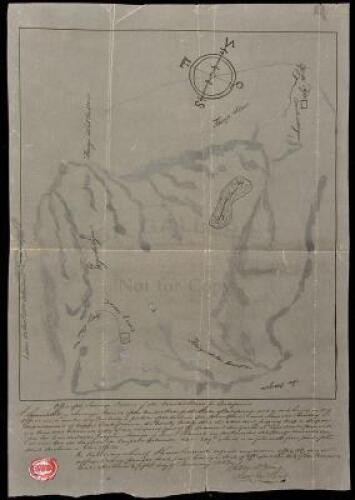 Original pencil tracing made by Samuel D. King, Surveyor General of the United States for California, of the 1841 dise&ntilde;o of Rancho Laguna de los Palos Colorados in Contra Costa County, California