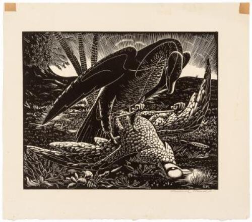 Bird of Prey - wood engraving for the members of The Woodcut Society