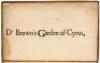 Hydriotaphia, Urne-Buriall, Or, A Discourse of the Sepulchrall Urnes Lately Found in Norfolk. Together with The Garden of Cyrus, Or the Quincunciall, Lozenge, or Net-work Plantation of the Ancients, Artificially, Naturally, Mystically Considered. With Sun - 4