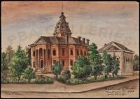 Original drawing of the Mendocino County Courthouse at Ukiah, California