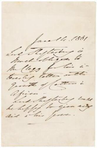 Autograph Letter Signed about replacing Confederate Cotton during the American Civil War