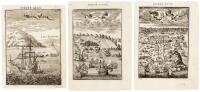 Three engraved views of ports and islands