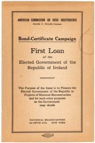 Bond-Certificate Campaign: First Loan of the Elected Government of the Republic of Ireland