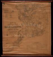 Map of the county of Sacramento, California. Showing cities, towns, subdivisions, county roads, state and county highways, railroads, political townships, school districts, reclamation districts, grants, etc.
