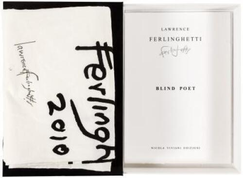 Blind Poet - large banner and letterpress poem, signed by Ferlinghetti