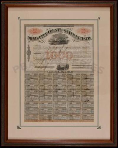 Bond of the City and County of San Francisco, 1863 - signed by two San Francisco Mayors, Thomas Henry Selby and Henry Perris Coon