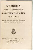 Memoria sobre las observaciones de latitud y longitud en el mar