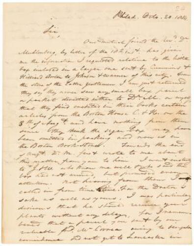 Archive of 44 Autograph Letters Signed written to Dr. Jacob Bigelow of Boston by 20 notable correspondents, which illuminate the foundations of Botanical Science in America