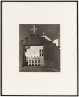 Silver print photograph of San Lorenzo de Picurus Church, New Mexico