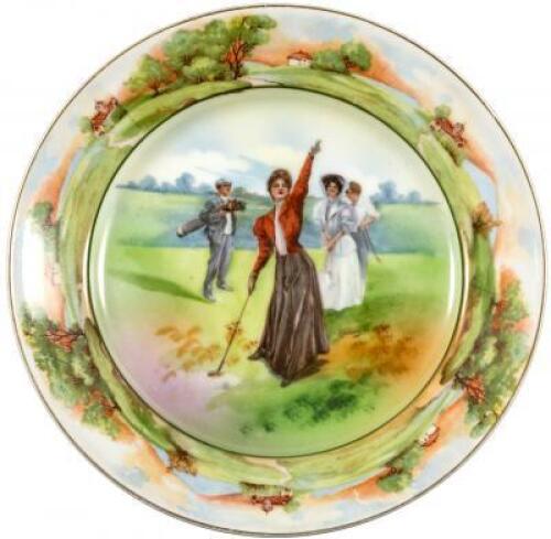 Ceramic plate of a trio of lady golfers