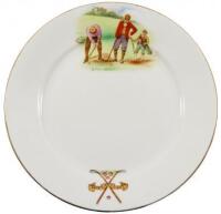 "Far and Sure" - mall plate with illustration of golfers