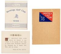 Three ephemeral items from the Saratoga Golf Club of Saratoga Springs