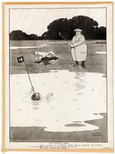 "The Flooded Green" - original ink drawing, signed by W. Heath Robinson