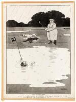 "The Flooded Green" - original ink drawing, signed by W. Heath Robinson