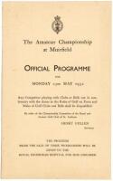 The Amateur Championship at Muirfield. Official Programme for Monday 23rd May 1932