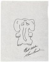 Drawing of an elephant by Sam Snead, signed