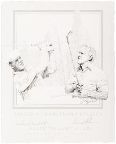 Lahontan Golf Club - print illustration of Arnold Palmer and Tom Weiskoff, signed by both golfers and artist